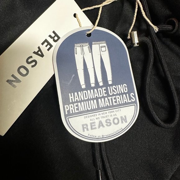 Reason Mens Black Adjustable Waist Pockets Tapered Leg Jogger Pants Size L XL - Picture 5 of 6